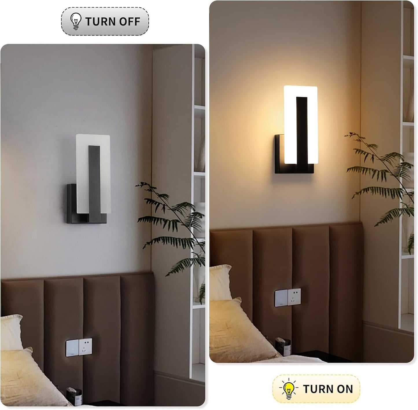 Modern Wall Sconces Set of Two, Led Wall Light 7W, Warm White beside Light Hardwired Acrylic Wall Light Lighting, Suitable for Living Room Corridor Bedside (Warm White 3000K 2Pack)
