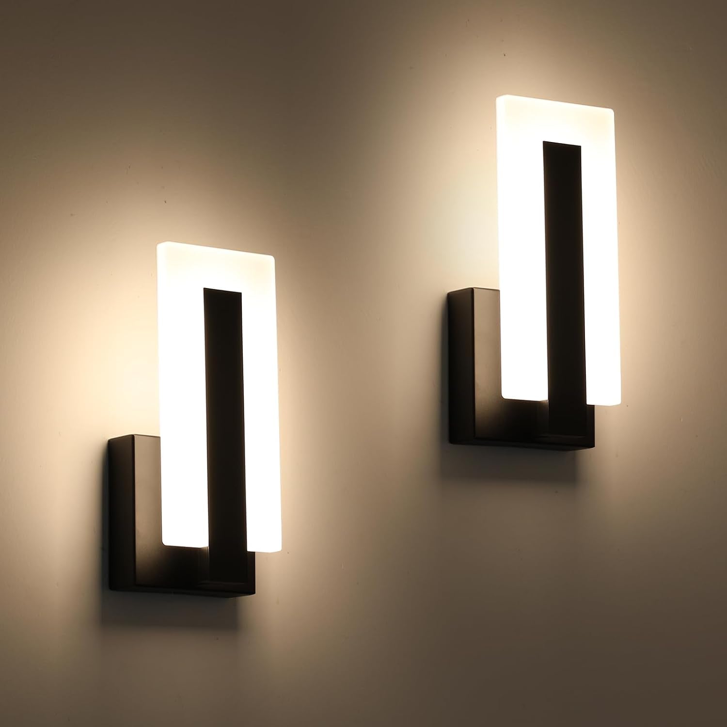 Modern Wall Sconces Set of Two, Led Wall Light 7W, Warm White beside Light Hardwired Acrylic Wall Light Lighting, Suitable for Living Room Corridor Bedside (Warm White 3000K 2Pack)