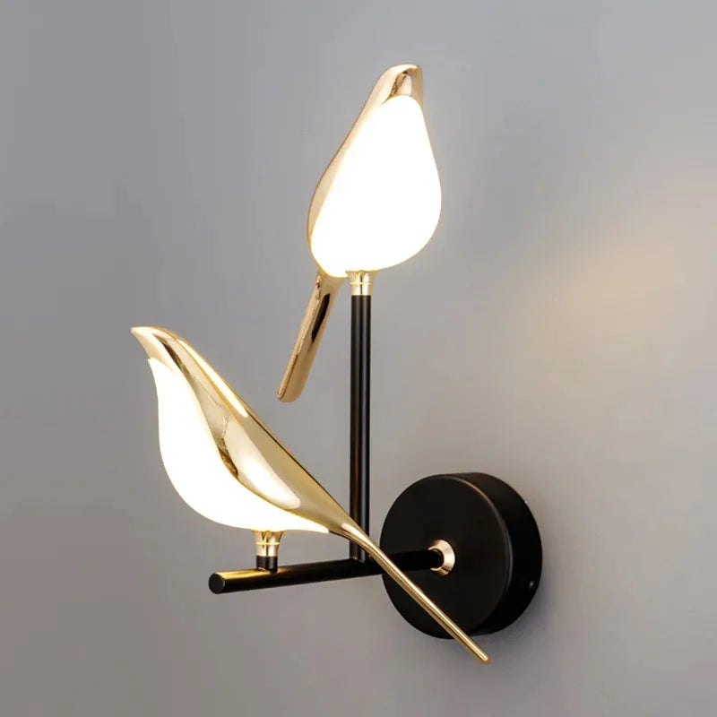 Modern LED Wall Lamp Magpie Bird Indoor Lighting Decoration Home Bedroom Bedside Living Room Art Decorative Wall Lights Sconce