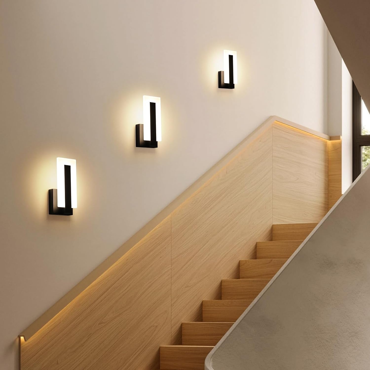 Modern Wall Sconces Set of Two, Led Wall Light 7W, Warm White beside Light Hardwired Acrylic Wall Light Lighting, Suitable for Living Room Corridor Bedside (Warm White 3000K 2Pack)